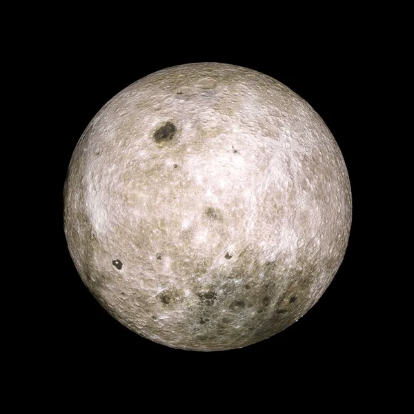 Luna Planeta del sistema solar sobre fondo negro 3d renderizado. Elementos de esta imagen proporcionados por la NASA — Foto de Stock