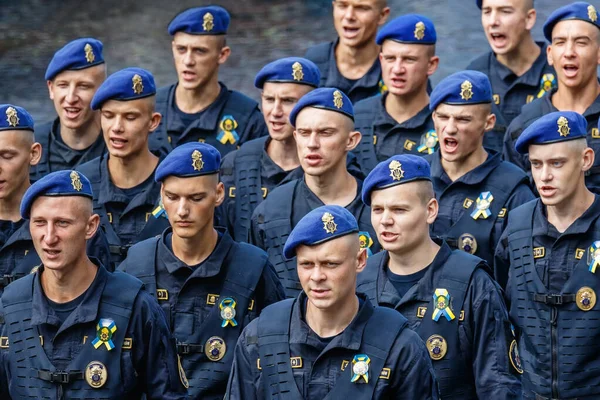 Oezjgorod Oekraïne Augustus 2021 Soldaten Van Nationale Garde Maart Van — Stockfoto