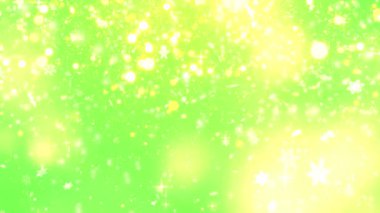 golden glittering shimmering particles animation with falling snow and snowflake, winter new year, christmas holiday abstract background