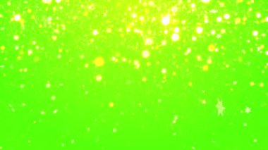 bokeh particles falling animation with snowfall and snowflake, winter snow for holidays, festive, and events, use chroma key to remove green screen