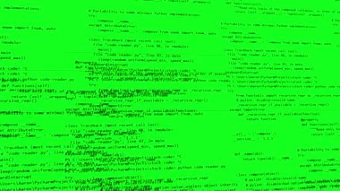 computer coding animation moving on green screen (chroma key), application, machine learning, data science, and artificial intelligence programming concept