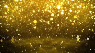 Mobile vertical snowfall golden glitter bokeh particles falling snowflakes animation holiday Christmas, happy new year abstract background