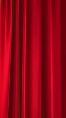 Dikey kırmızı perde animasyonu. Yeşil ekran (Krom anahtar). Geçiş için eşleştirme, tanıtım ve tanıtım için kullanılan kavramı ortaya çıkarma