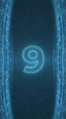 dijital bilim kurgu arka planında 10 'a 1 oranında dikey animasyon