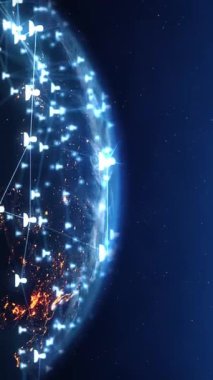 Dünya küresi takım simgesi, küresel ağ konsepti, takım çalışması ve iletişim, dijital modern ağ teknolojisi arka planı