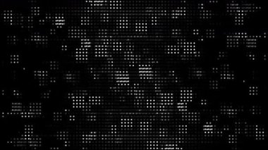 Yarım tonlu noktalı doku, teknolojinin soyut arka planını örtüyor. Noktalar ve ızgara 4k döngü animasyonu retro vintage tarzında