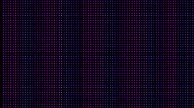 Parlak mavi ve mor noktalı soyut arkaplan siyah ekranda dijital bir ızgara oluşturuyor