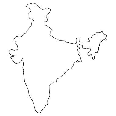 India map illustration hand drawn outline vector