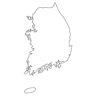 south Korea map illustration hand drawn outline vector