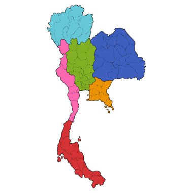 Tayland haritası çizimi elle izole edilmiş vektör