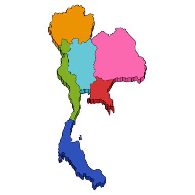 Tayland haritası çizimi elle izole edilmiş vektör