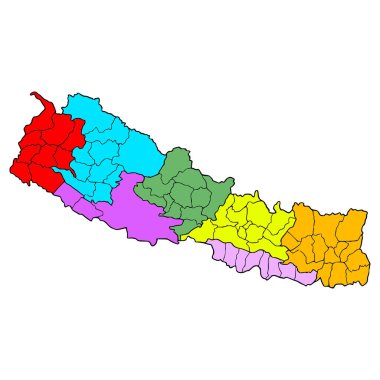 Nepal haritası çizimi elle izole edilmiş vektör