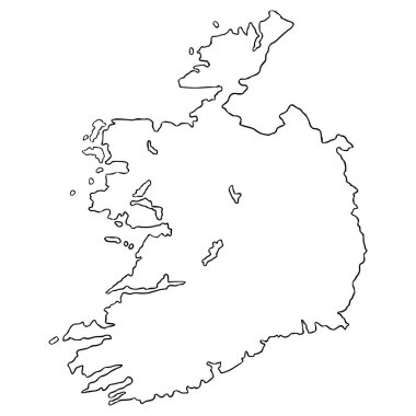 İrlanda haritası çizimi el çizimi ana hat vektörü