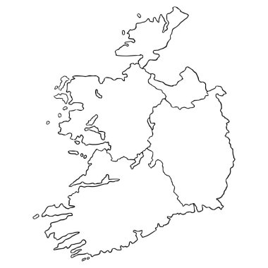 İrlanda haritası çizimi el çizimi ana hat vektörü