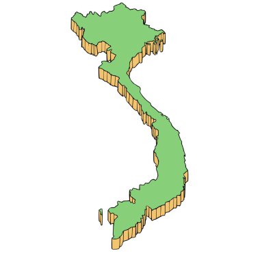 Vietnam haritası çizimi elle izole edilmiş vektör