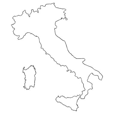 İtalya haritası el çizimi ana hat vektörü