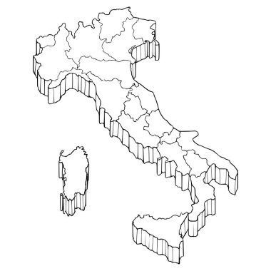 İtalya haritası el çizimi ana hat vektörü