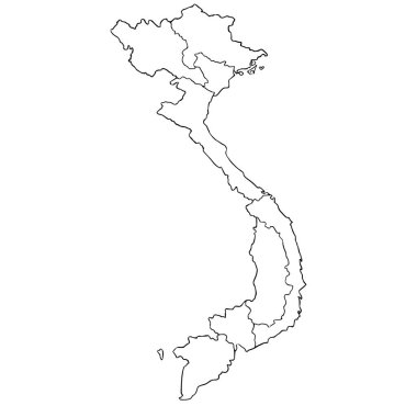 Vietnam haritası çizimi el çizimi ana hat vektörü