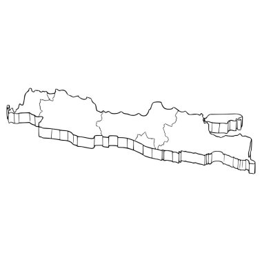 Java adası haritası çizimi el çizimi ana hat vektörü