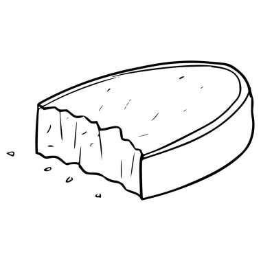 Sarımsaklı ekmek resimli el çizimi ana hatlı vektörü ısırır