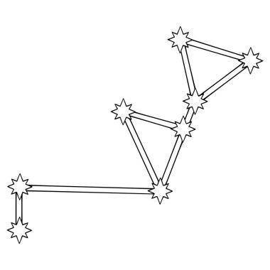 Puppis takımyıldızı çizim el çizimi ana hat vektörü