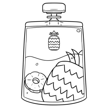ananas suyu kesesi çizim el çizimi taslak vektör