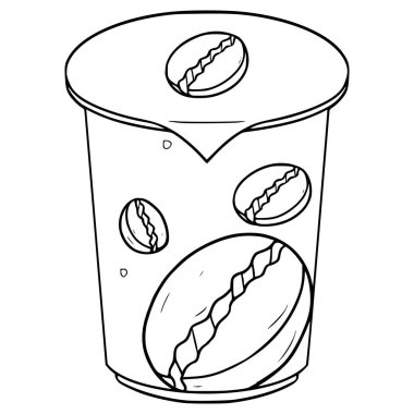 Mühürlü kahve içeceği çizim el çizimi taslak vektör