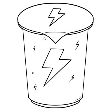 Mühürlenmiş bardak enerji içeceği illüstrasyon el çizimi taslak vektör