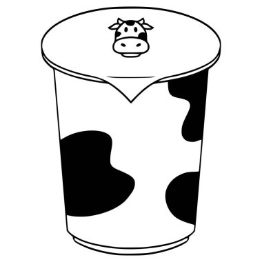 Mühürlenmiş fincan sütü çizimi el çizimi taslak vektörü
