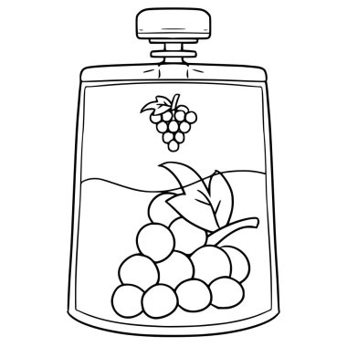 Üzüm suyu kesesi çizimi el çizimi taslak vektör
