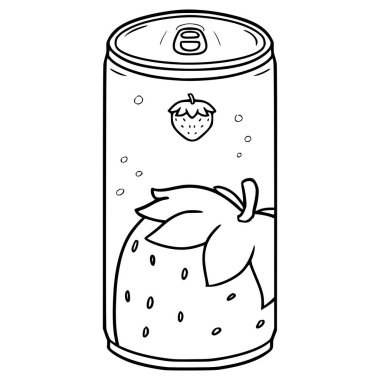 Çilek suyu resimli el çizimi taslak vektörü içmeye hazır.