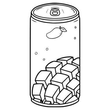 Mango suyu resimli el çizimi taslak vektörü içmeye hazır.