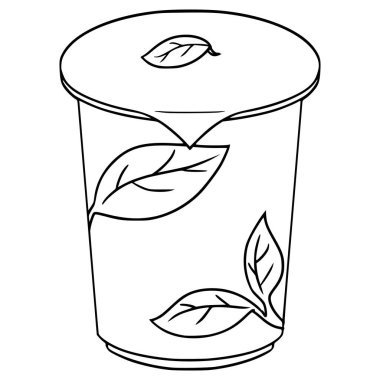 Mühürlü fincan çayı çizimi el çizimi taslak vektör