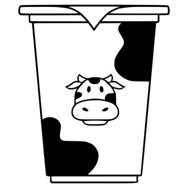 Mühürlenmiş fincan sütü çizimi el çizimi taslak vektörü