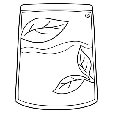 Çay içilen kese çizimi el çizimi taslak vektör