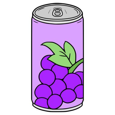 Üzüm suyu içmeye hazır. Resimli el çizimi izole edilmiş vektör.