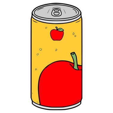 Elma suyu içmeye hazır. Resimli el çizimi izole vektör.