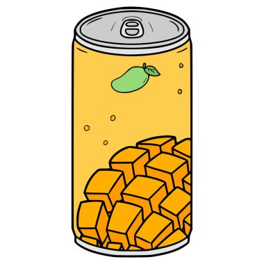 Mango suyu resimli el çizimi izole edilmiş vektörü içmeye hazır.