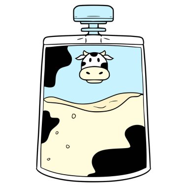 süt kesesi resimli el izole edilmiş vektörü çizdi