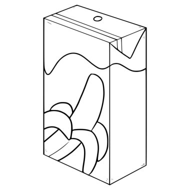 banana juice box ready to drink illustration hand drawn outline vector