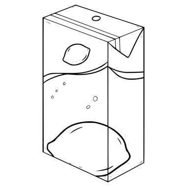 limon suyu kutusu resimli el çizimi taslak vektörü içmeye hazır