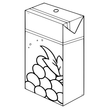 Üzüm suyu kutusu resimli el çizimi taslak vektörü içmeye hazır