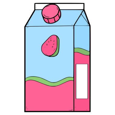 guava suyu kutusu resimli el çizimi izole edilmiş vektörü içmeye hazır.