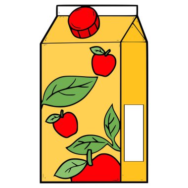 Elma çayı karton çizim elle izole edilmiş vektörü içmeye hazır.