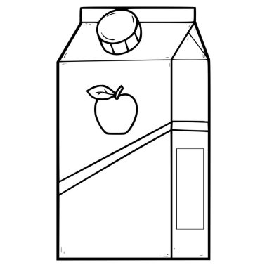 Elma suyu kutusu resimli el çizimi taslak vektörü içmeye hazır.