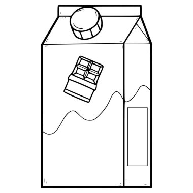 Çikolatalı içecek kutusu çizilmiş el çizimi taslak vektörü içmeye hazır.