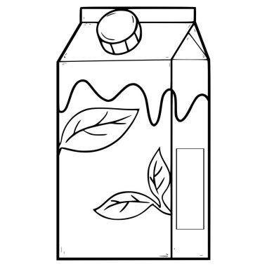 Sütlü çay kutusu resimli el çizimi taslak vektörü içmeye hazır.