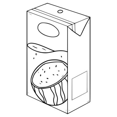 Karpuz suyu kutusu resimli el çizimi taslak vektörü içmeye hazır.