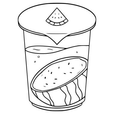 Mühürlü bardak karpuz suyu çizim el çizimi taslak vektör