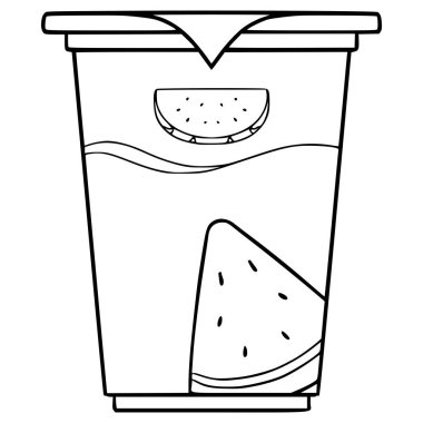 Mühürlü bardak karpuz suyu çizim el çizimi taslak vektör